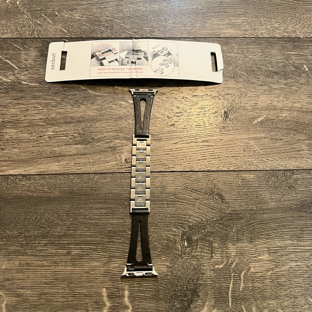 Apple Watch Band Stainless Steel and Faux Leather 38/42 mm‎